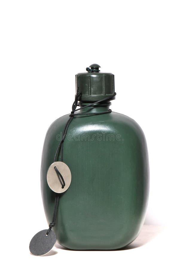 Water Canteen and Dog Tag stock image. Image of battalion 32226285