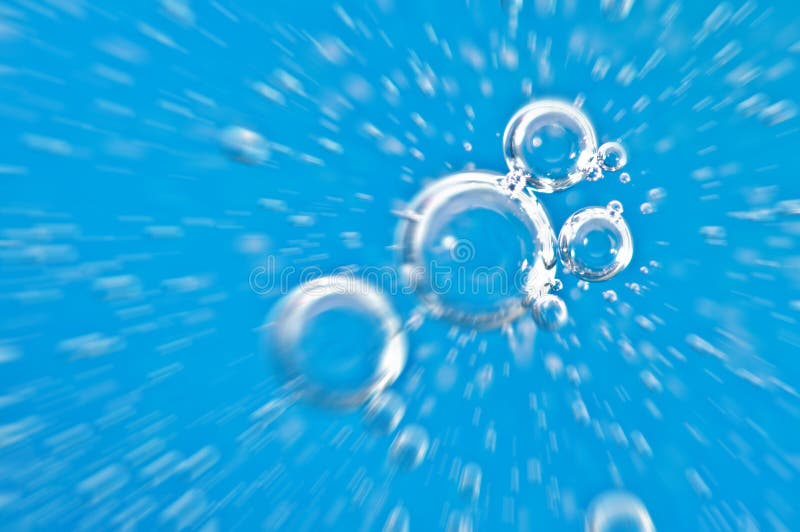 Water Close Up. Movement of Water with Oxygen Bubbles Stock Image