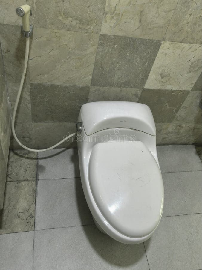 Water Closet with Its Bidet on a Tiled Bathroom Stock Image Image of