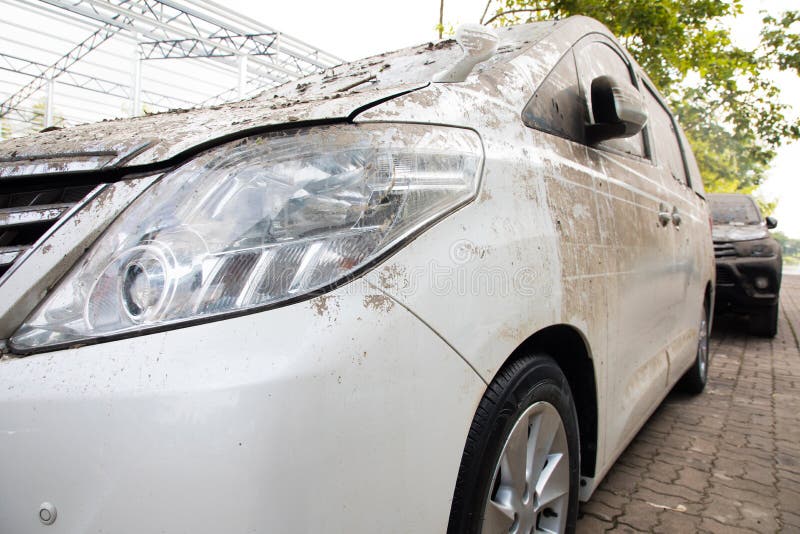 Water Damaged Car in the Aftermath of Water Flooded in Bangkok Thailand