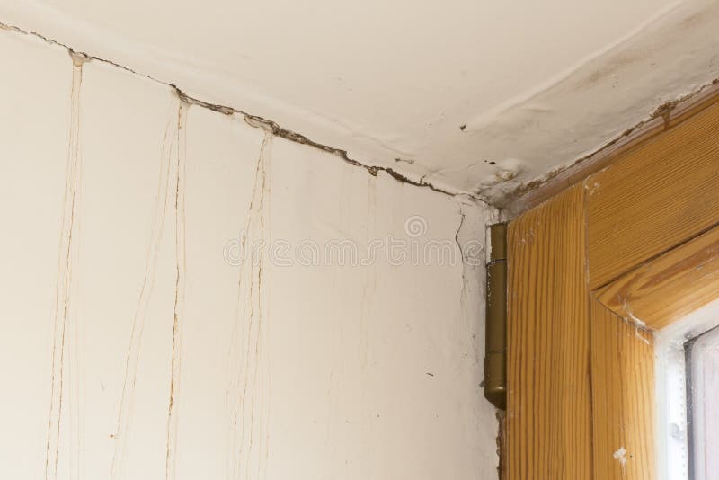 Water Damaged Ceiling Next To Window Stock Image Image Of Repair