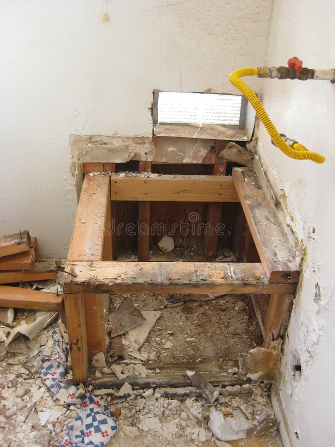 Demo of Old Water Heater Stand Drywall and Wood Stock Image - Image of  improvement, replacement: 265808069