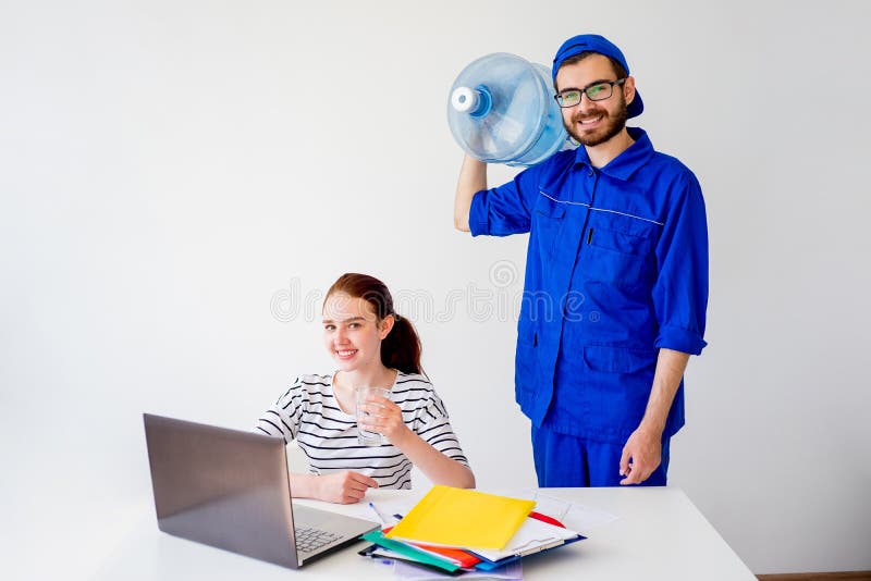 Water delivery into office royalty free stock image