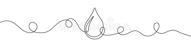 Continuous line water drop art droplet icon rain outline sketch doodle  drawing. One line linear blood sea water drop drawn tear eco donation  abstract medical simple logo isolated. Vector Illustration 30308189 Vector