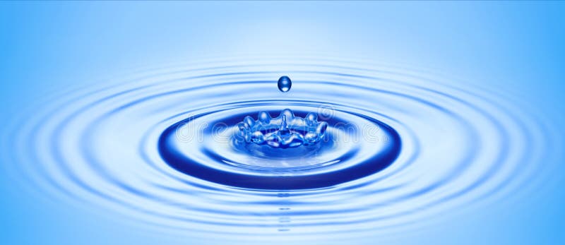 Water Drop Created Ripple and Splash Stock Image - Image of impact