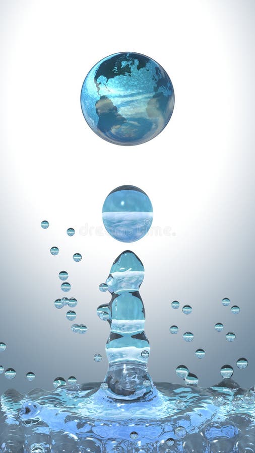 Water drop with earth