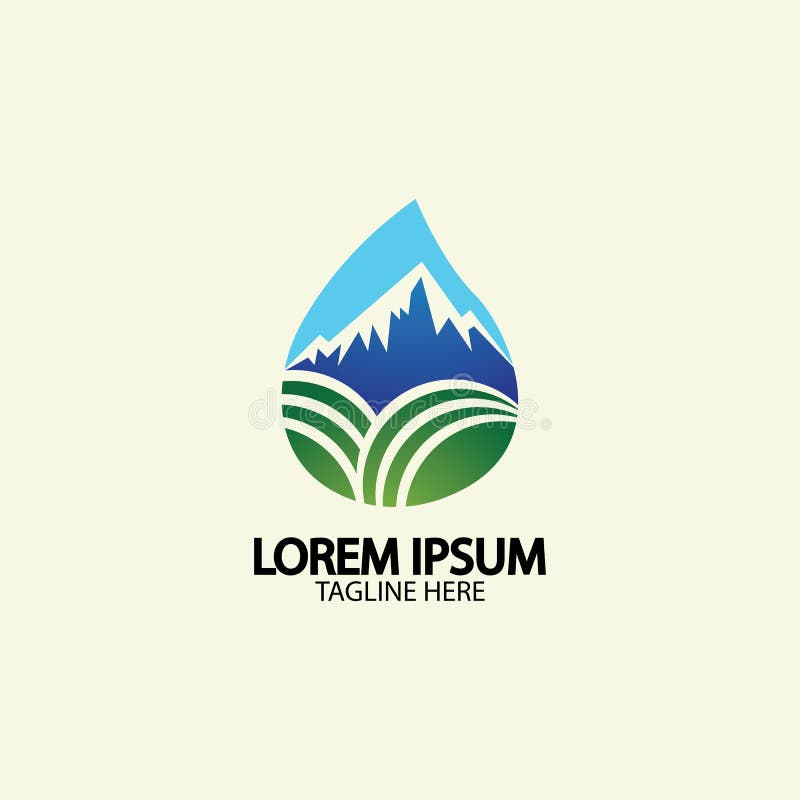 Water Drop with Mountain River Icon Logo Vector Illustration for Water ...