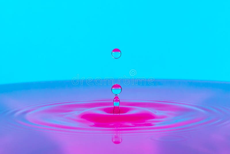 Water Drop Pink Blue stock photo
