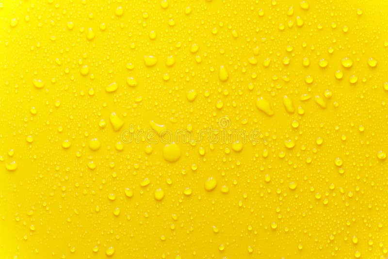 Water Drop Texture Close-up on Yellow Matte Background Stock Image - Image  of transparent, clean: 151675849
