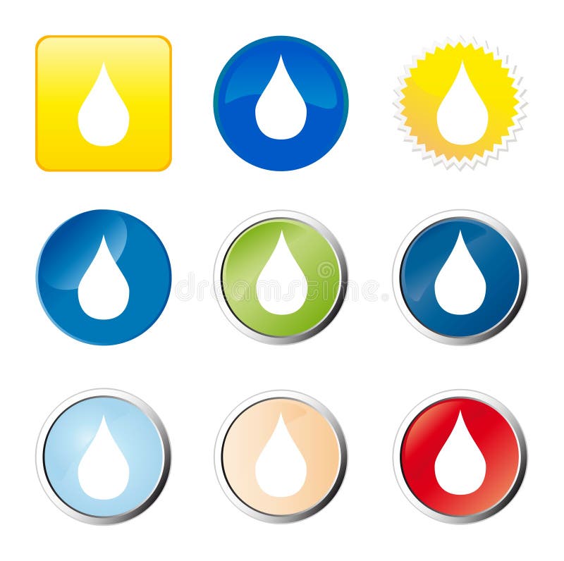 Water drop web button - computer generated image. Button computer vectors