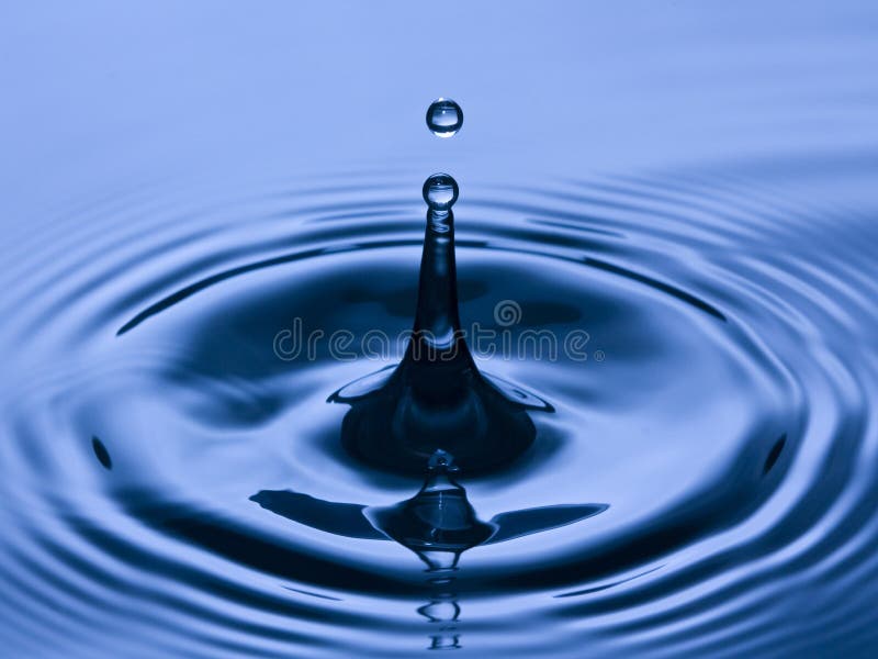 Close up of water droplet with concentric ripples.