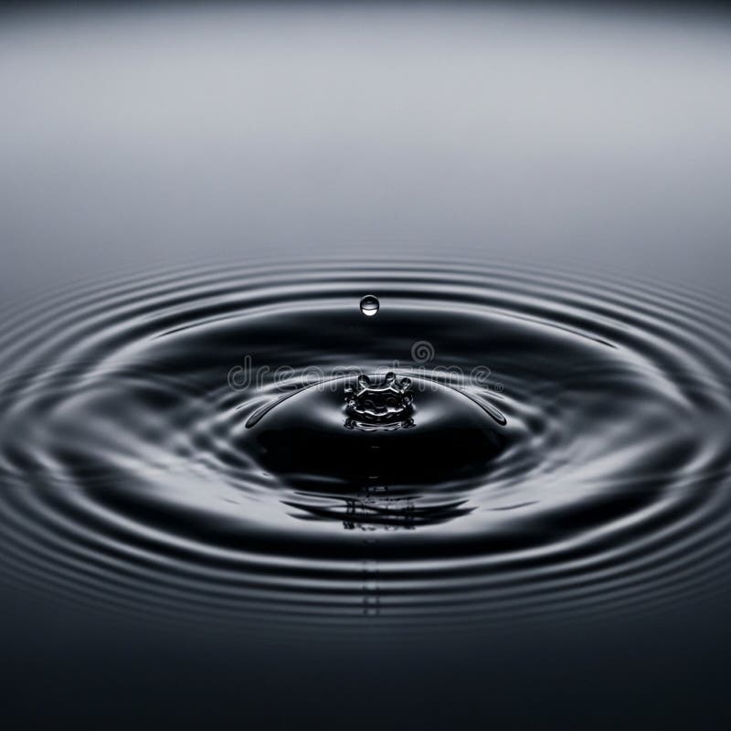 Droplet appears suspended above a crown-shaped splash, highlighting royalty free illustration