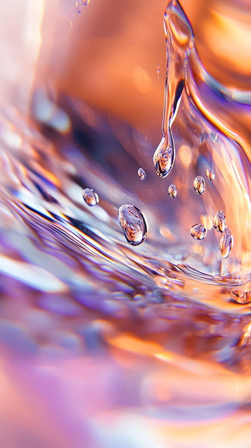 Water droplets creating ripples in shimmering colors during afternoon light in a serene setting vector illustration