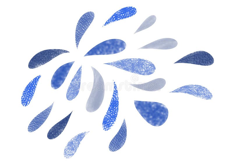 Water Droplets of Different Shapes and Sizes. Stock Illustration