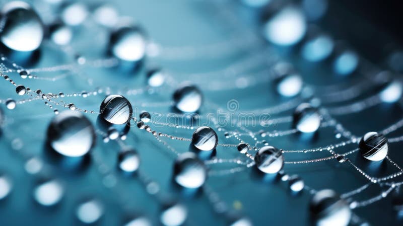 Water droplets on a spider web, AI royalty free illustration