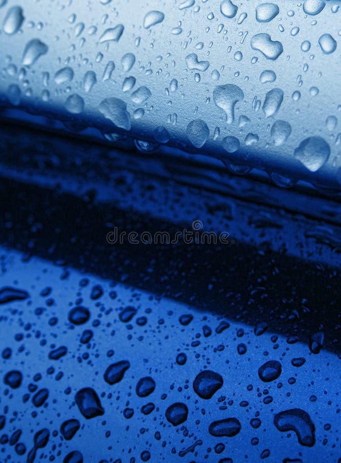 Water drops on blue