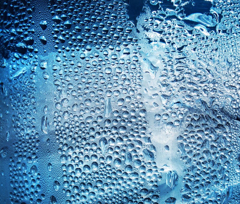 Water drops on blue