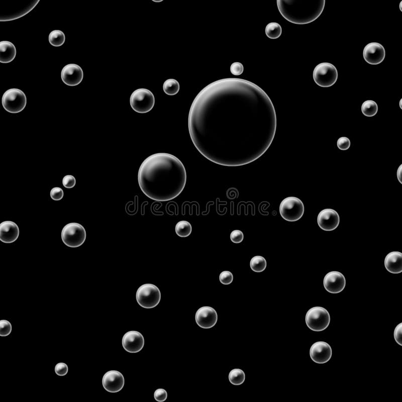Water drops bubbles black