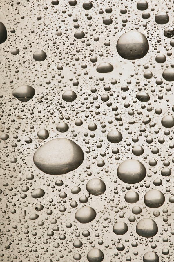 Water Drops on Silver Glass