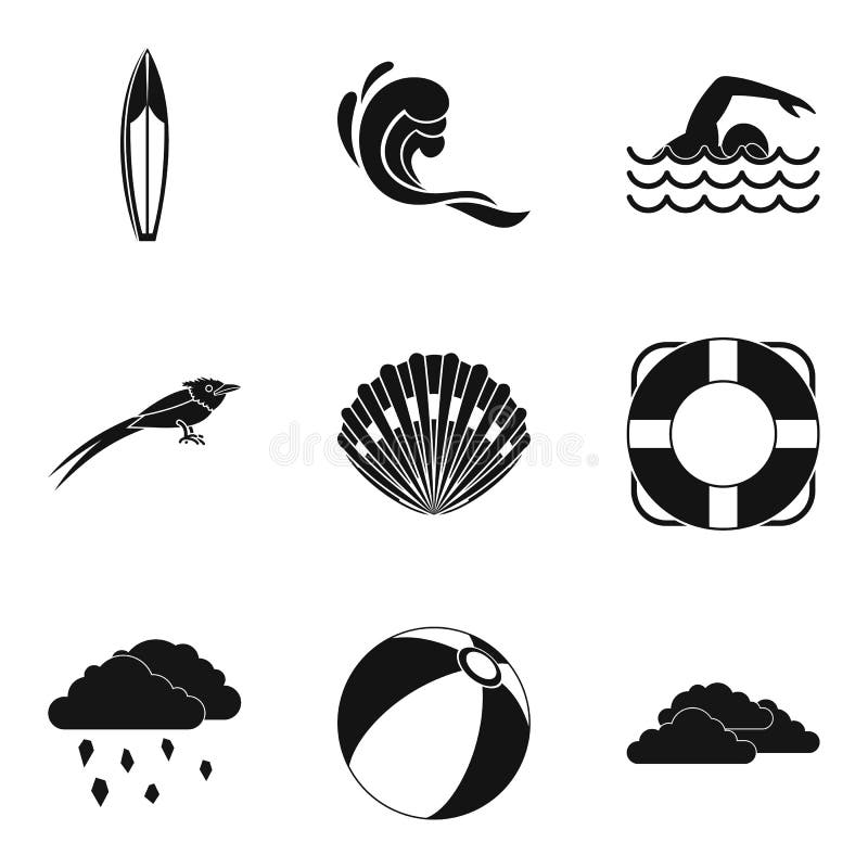 Water Element Icons Set, Simple Style Stock Vector Illustration of