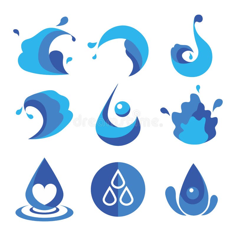 Water Splash Drop Symbols stock vector. Illustration of beach 104035697
