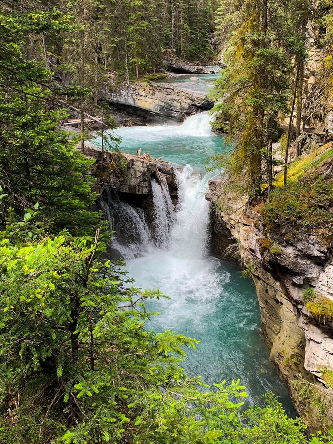 Mountain River And Lake In The Forest Summer Hiking Trails Waterfall