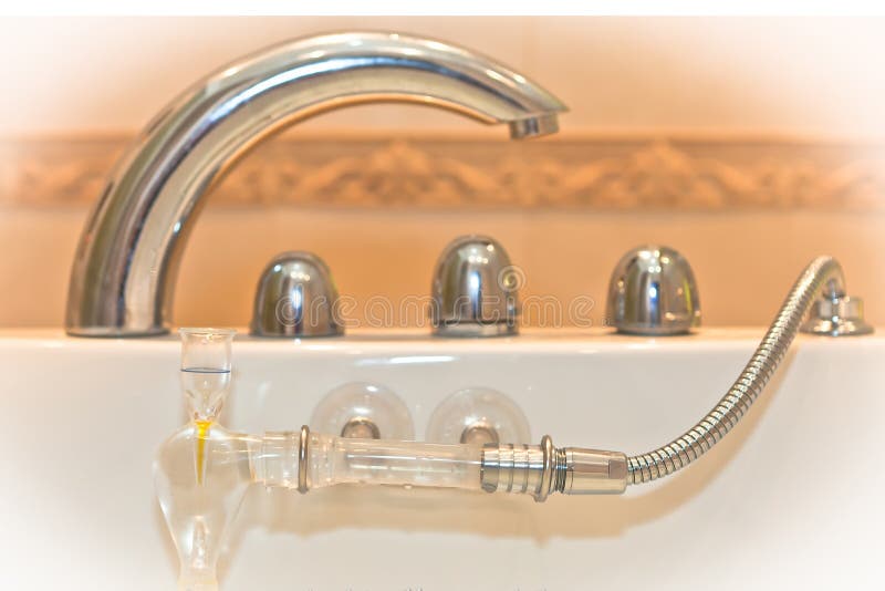 Water Faucet with Handles and Shower Stock Image Image of