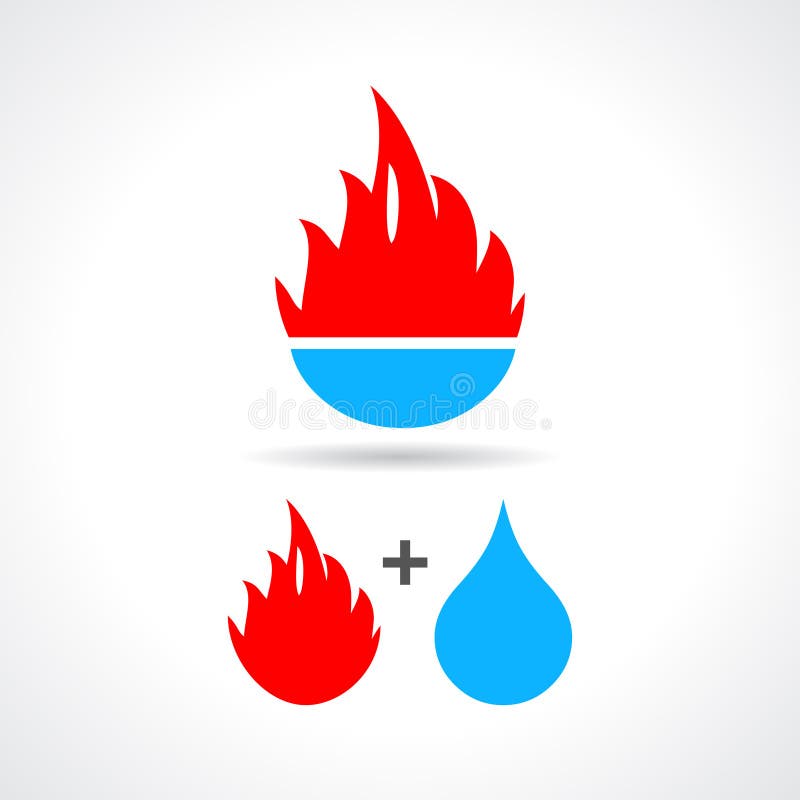 Vector Business Emblem Fire Water Set Icon Stock Vector Illustration