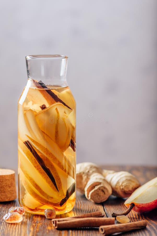 Water Flavored with Pear, Ginger and Cinnamon. Stock Image Image of