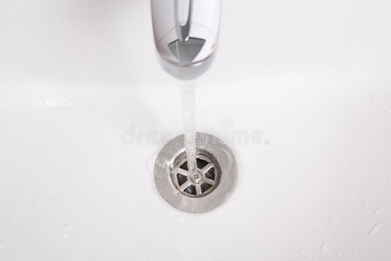 Water Flowing Down the Bathroom Sink Stock Photo Image of design