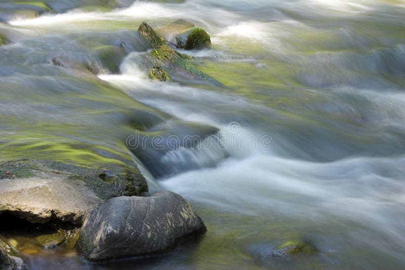 Water flowing over rocks