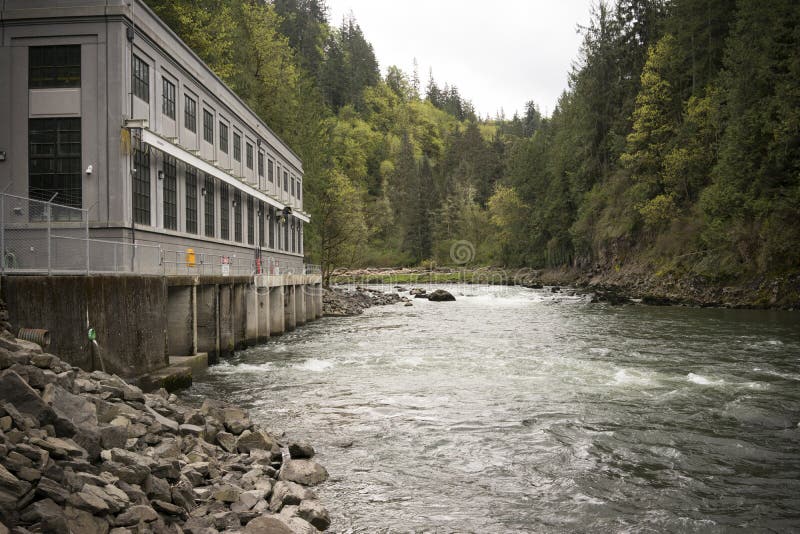 River Waterfall Powerhouse Power Generation Water Flow