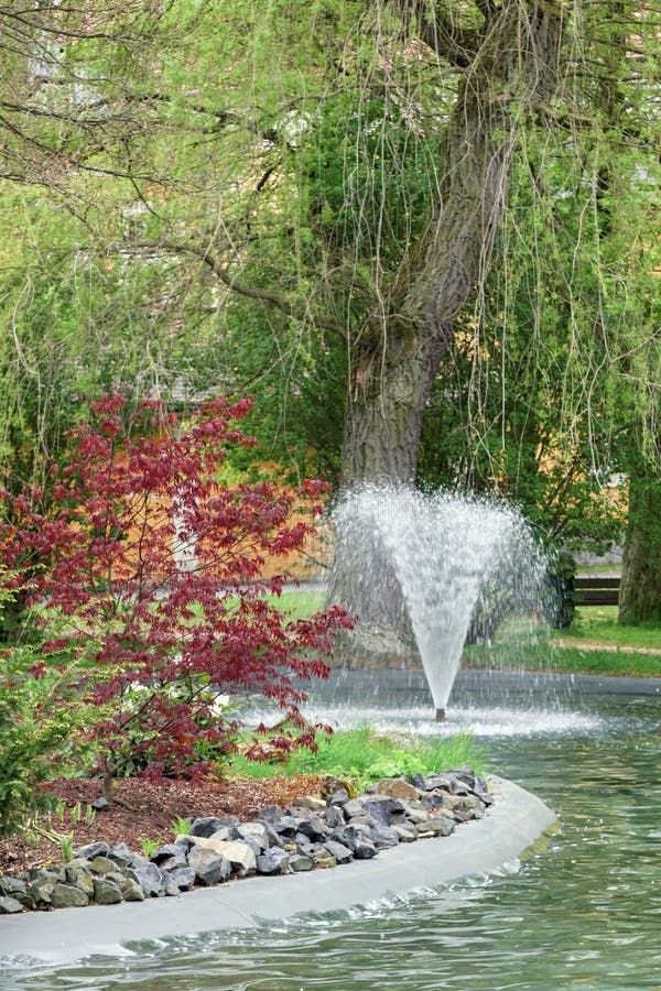 Water fountain in park stock photo. Image of nature, branch 93153630
