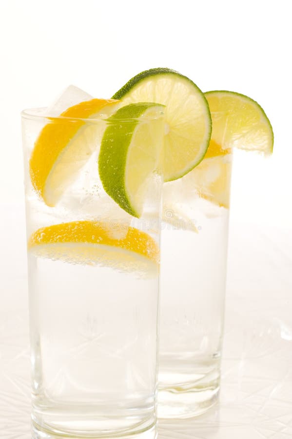 Water with fresh lemon royalty free stock photo