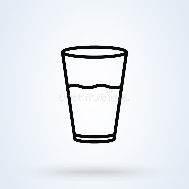 Water glass Simple. line art vector modern icon design illustration