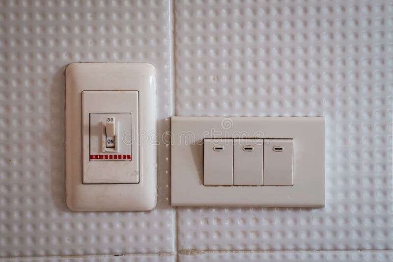 Water Heater Breaker with Triple Light Switches Stock Image Image of electricity, device