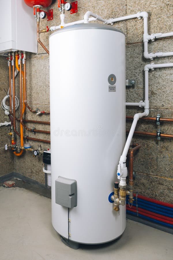 Water heater in modern boiler room