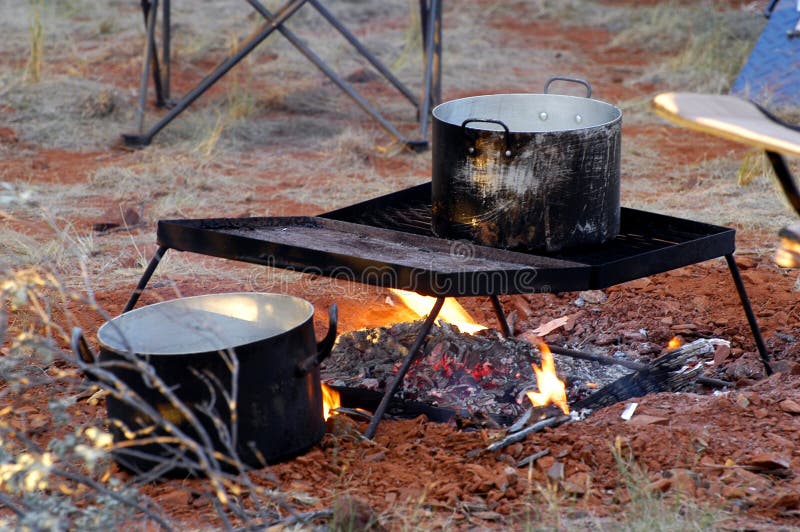 Water Heats on the Campfire Stock Photo Image of dusk, flame 29239048