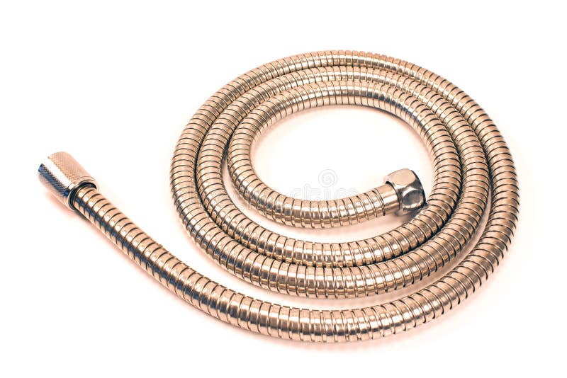 Water Hose for Shower on White Stock Image Image of silver, shiny