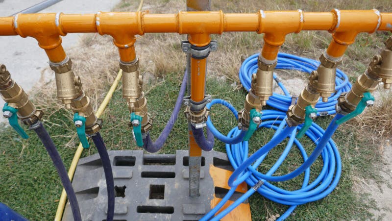 Water Pipes, Water Distributors, Water Connections. Stock Image - Image ...