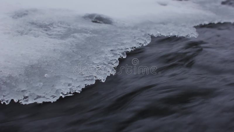 Water with ice in winter river