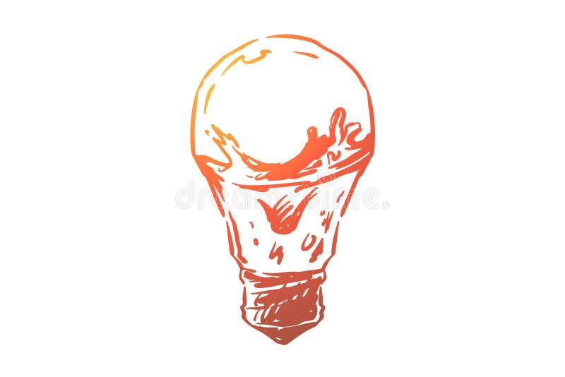 Water in light bulb close up, ecologically clean energy source, wave splash, creative technology innovation vector illustration Water in light bulb close up, ecologically clean energy source, wave splash, creative technology innovation vector illustration