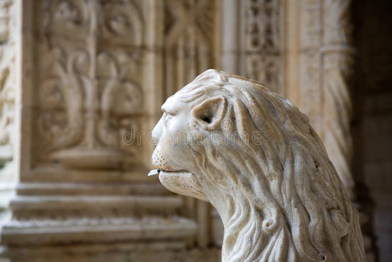 Water lion in the beautiful Jeronimos Monastery in Lisbon, Belem