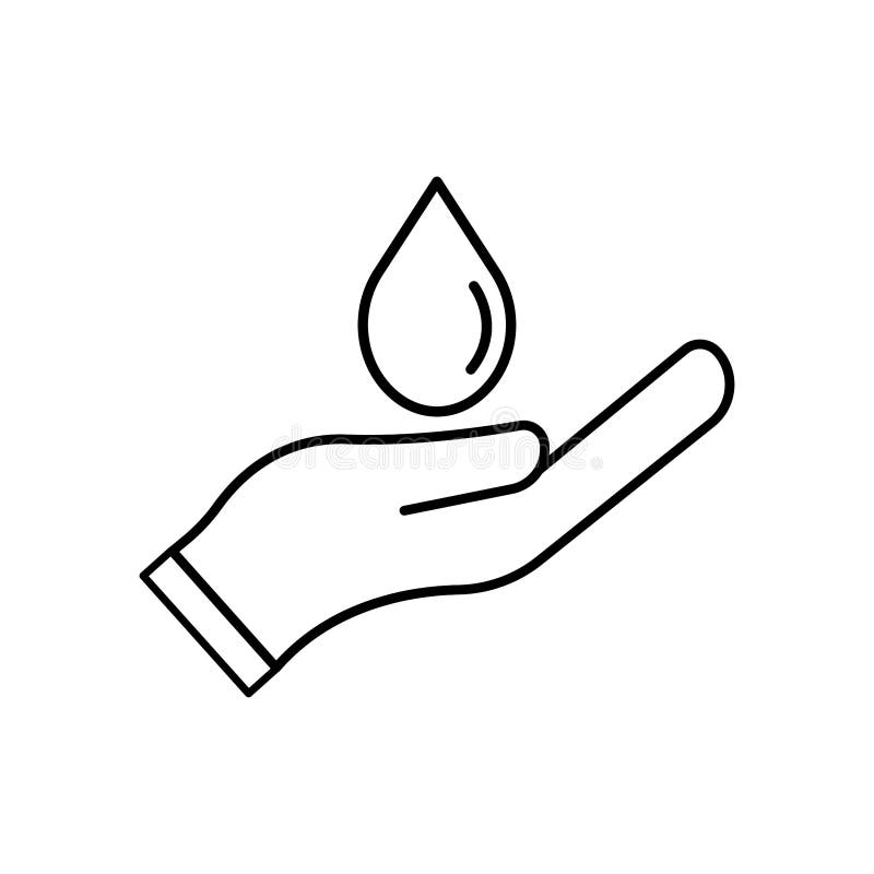 Water Management Line Icon, Hand and Drop Water Icon. Design Vector