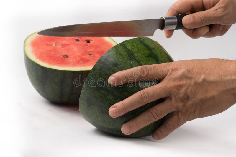 Water melon cut knife stock photo. Image of refreshment 69660622