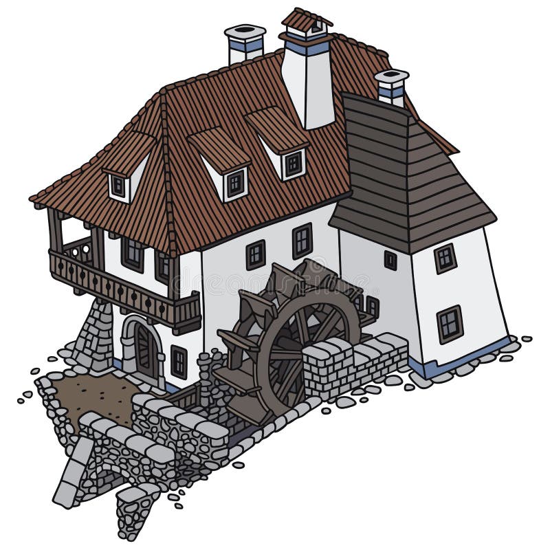 Water mill vector illustration Water mill vector illustration