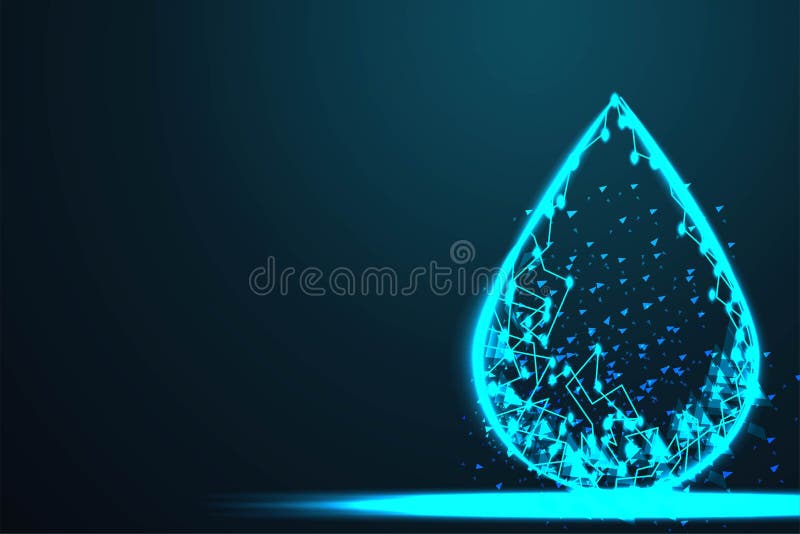 Water, oil drop, Abstract wire low poly, Polygonal wire frame mesh looks like constellation on dark blue night sky with dots and s vector illustration Water, oil drop, Abstract wire low poly, Polygonal wire frame mesh looks like constellation on dark blue night sky with dots and s vector illustration