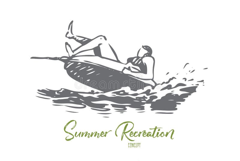 Water, overzees, de zomer, aantrekkelijkheid, banaanconcept Hand getrokken ge?soleerde vector royalty-vrije illustratie Water, overzees, de zomer, aantrekkelijkheid, banaanconcept Hand getrokken ge?soleerde vector royalty-vrije illustratie