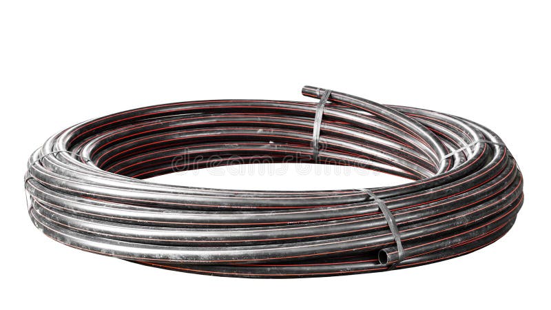 Water pipe 'HDPE' rolls, black royalty free stock image Water pipe 'HDPE' rolls, black royalty free stock image