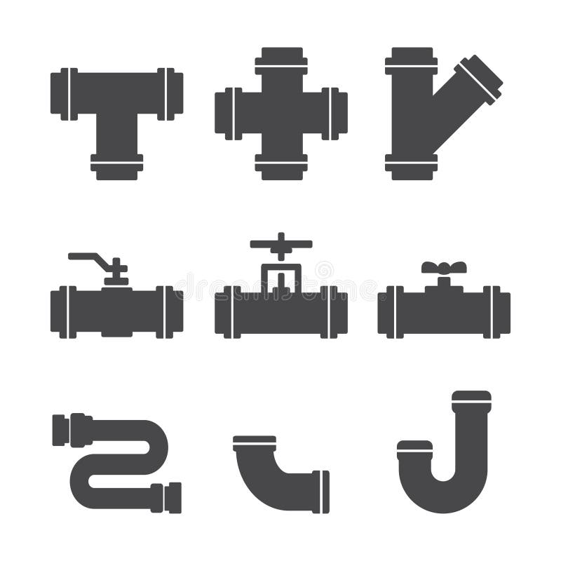 Water pipes set stock vector. Illustration of cross, sewerage 92558874